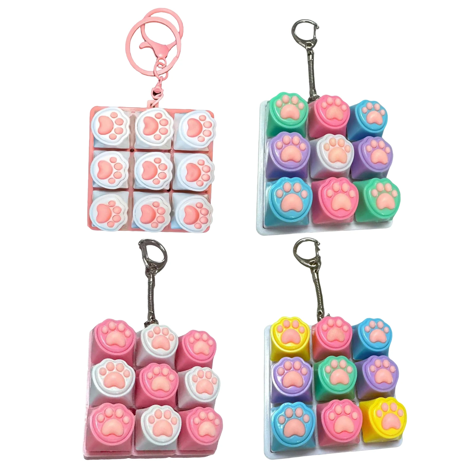 

Кнопка-антистресс «Кошачья лапка» 9-в-1 с брелоком, игрушка-кликер для снятия стресса, подарок для детей и взрослых