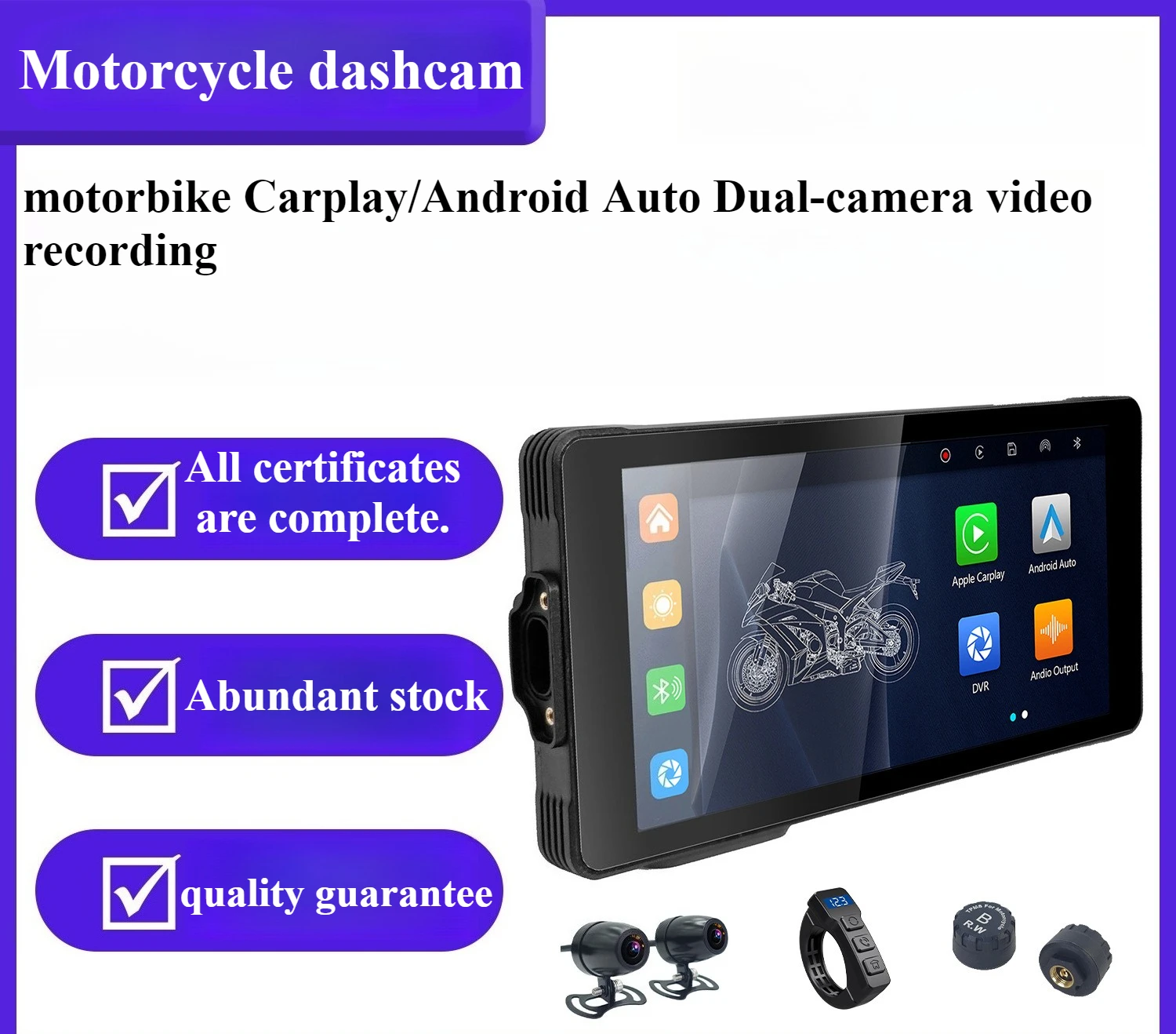

High-definition 5.5-inch motorcycle Carplay vehicle system Motorcycle video recorder