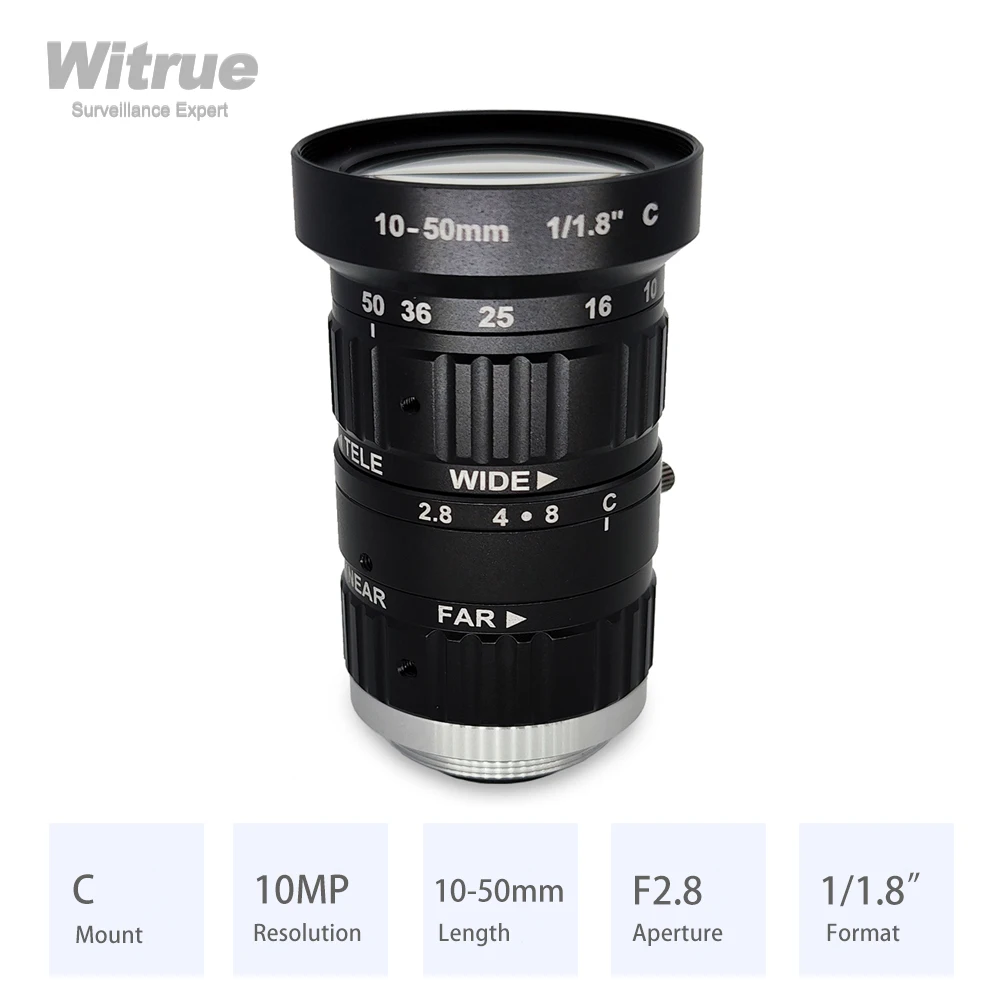 4K 10MP Varifocal Lens C Mount 10-50MM F2.8 1/1.8