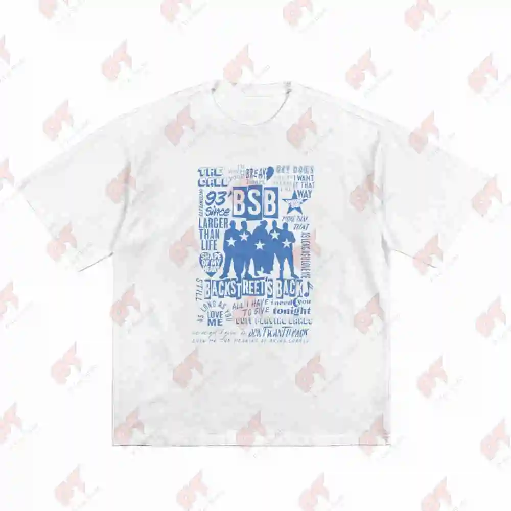 BSB Hit Songs Collage Retro Music Short Sleeve Tee 100% Cotton T-Shirt