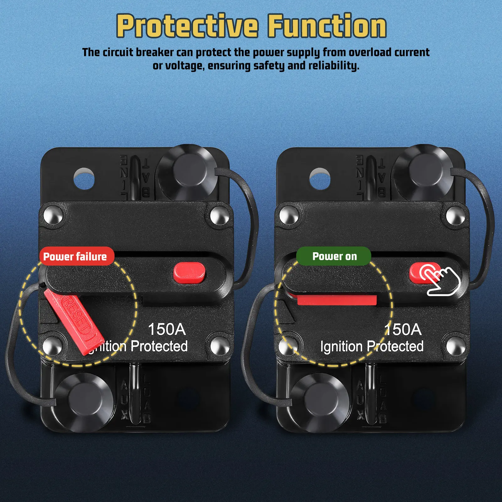 

1Set Waterproof Dc Circuit Breaker Manual Reset Function for Car Boat Truck Audio Electrical Overload Protection