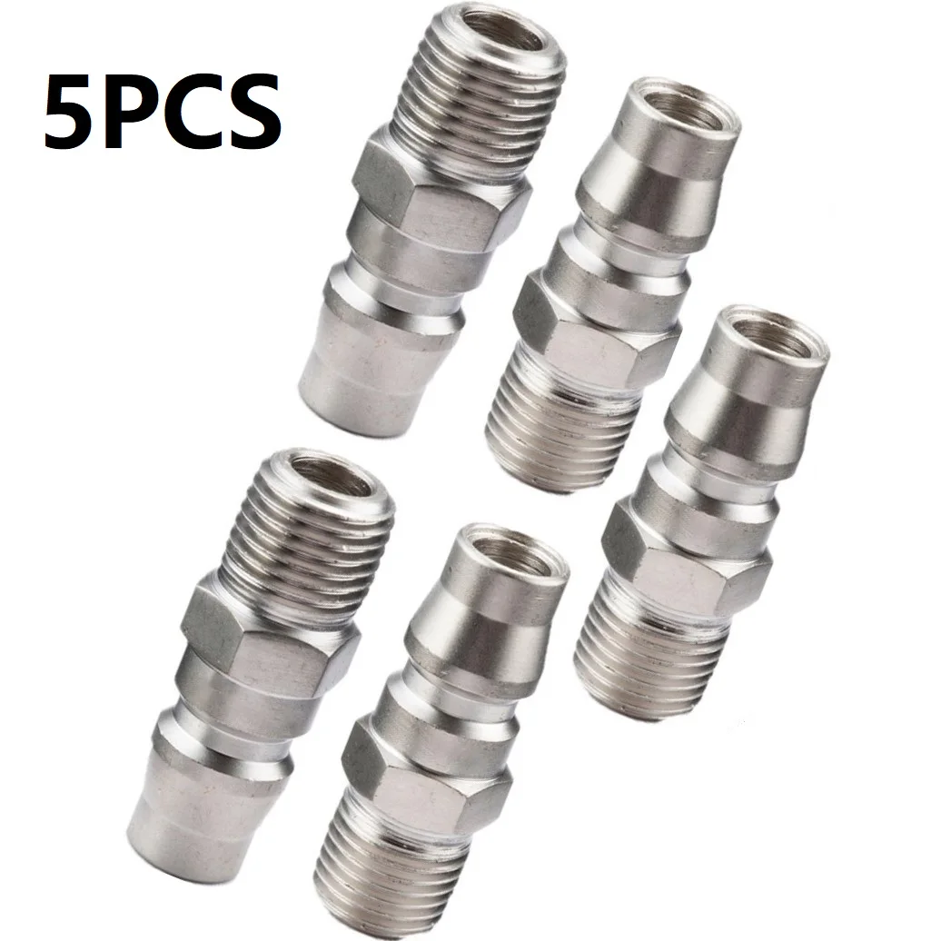 5pc Thread Adapter Male Coupling Air Fitting With 1/4in Male Thread 20PM Pneumatic Air Line Quick Coupling Connector Coupler Par