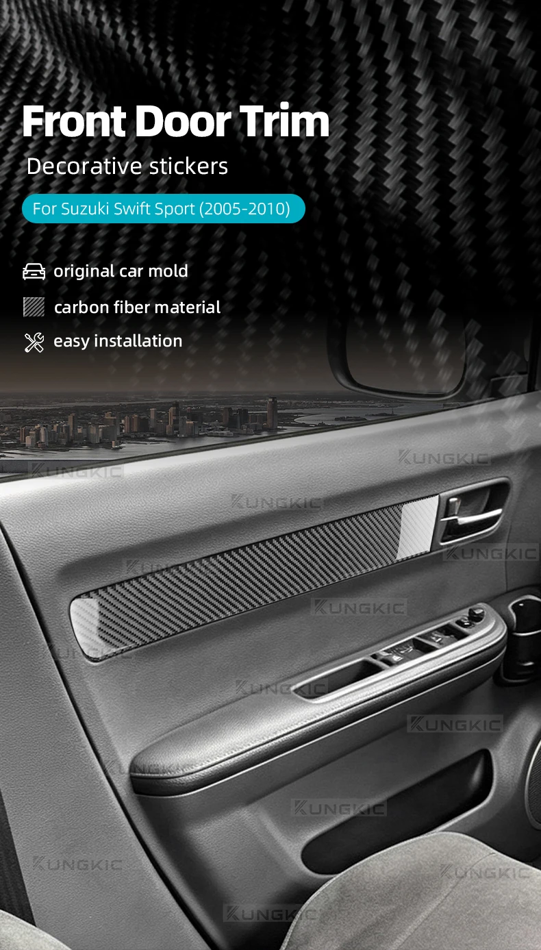 Echte Weiche Carbonfaser-Aufkleber für Vorder- und Hintertürverkleidungen für Suzuki Swift Sport MZ/EZ ZC31S 2005 2006 2007 2008 2009 2010 Auto-Zubehör – Detail 1