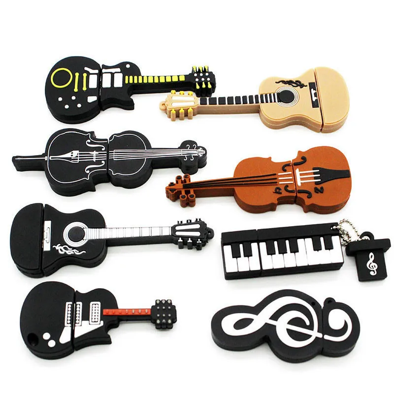 JASTER Cartoon Violin USB 2.0 64GB Real Capacity U Disk 32GB Cute Flash Drive 16G 8GB Silicone Memory Stick Gifts for Children