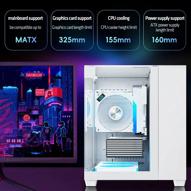 نعم ماجيك كيوب حافظة كمبيوتر غرفة عرض البحر كمبيوتر ألعاب سطح المكتب M-ATX ITX اللوحة الأم على الوجهين الزجاج المقسى ألعاب الكمبيوتر FANS * 3