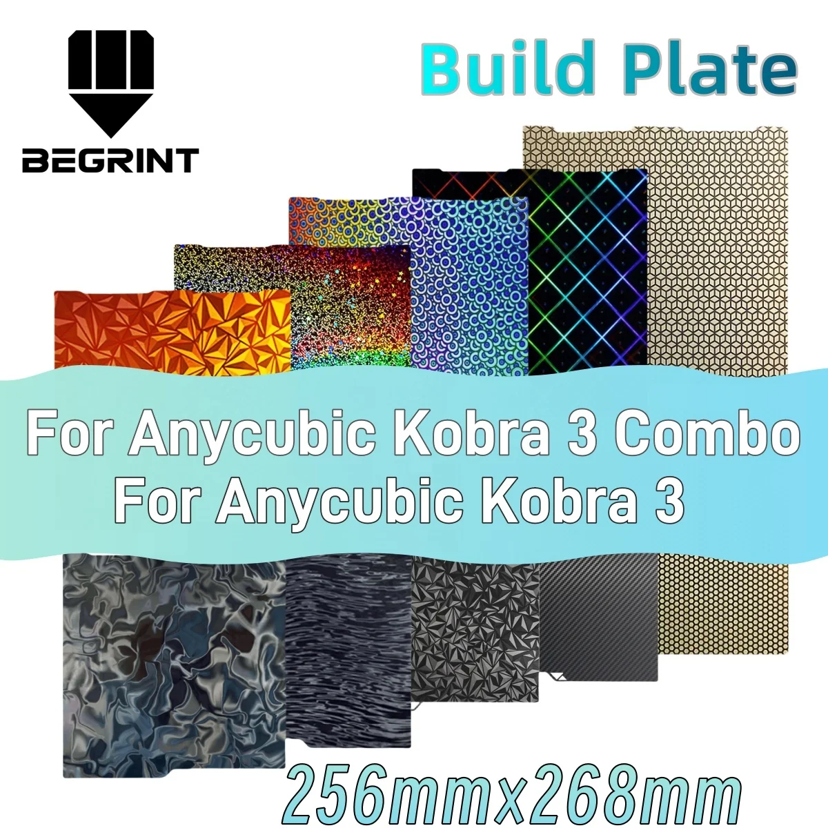 

For Anycubic kobra 3 Build Plate Textured PEI and Smooth PEI 256x268mm Spring Steel Sheet Anycubic kobra 3 build plate 3DPrinter