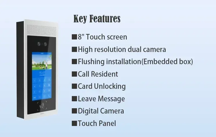 複数世帯対応アプリ遠隔操作IPビデオインターホンシステム搭載のユニークデザインビデオインターホン