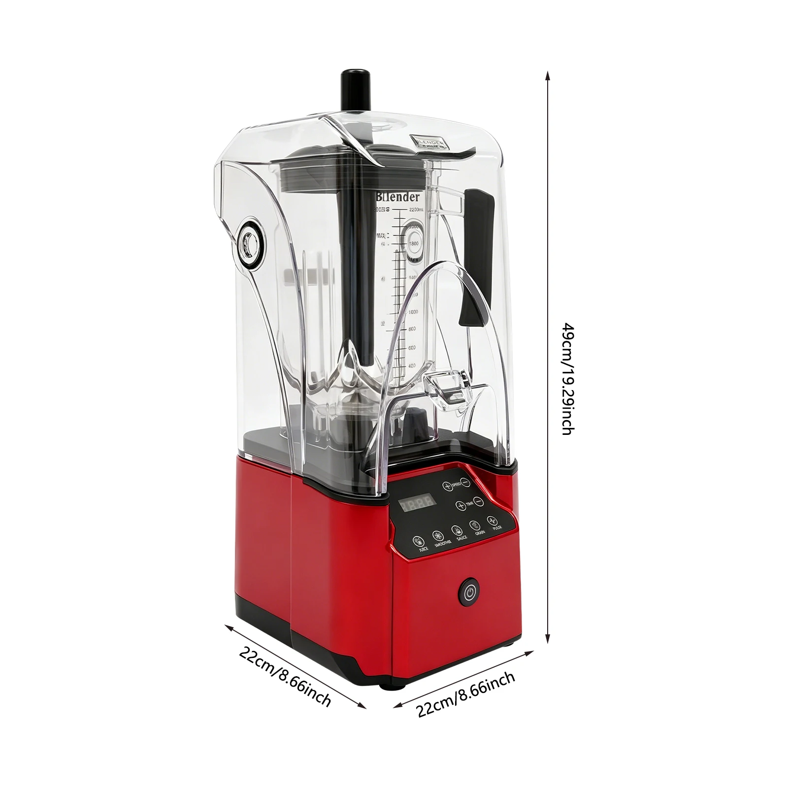 Licuadora Comercial Bymaocar de 2200W, Insonorizada, para Triturar Hielo, con Motor de Cobre, 6 Cuchillas de Acero Inoxidable, Control de Tiempo, Enchufe Europeo de 220V, Jarra de PC de 2L, Licuadora Profesional para Batidos, Bebidas Congeladas, Uso en Bares y Restaurantes