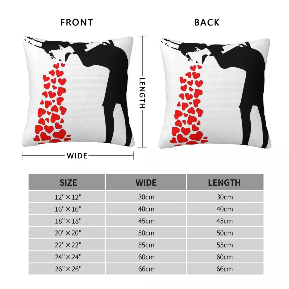 Love Sick Hearts Banksy Square Pillowcase Polyester Linen Velvet Pattern Zip Decorative Throw Pillow Case Sofa Cushion Cover