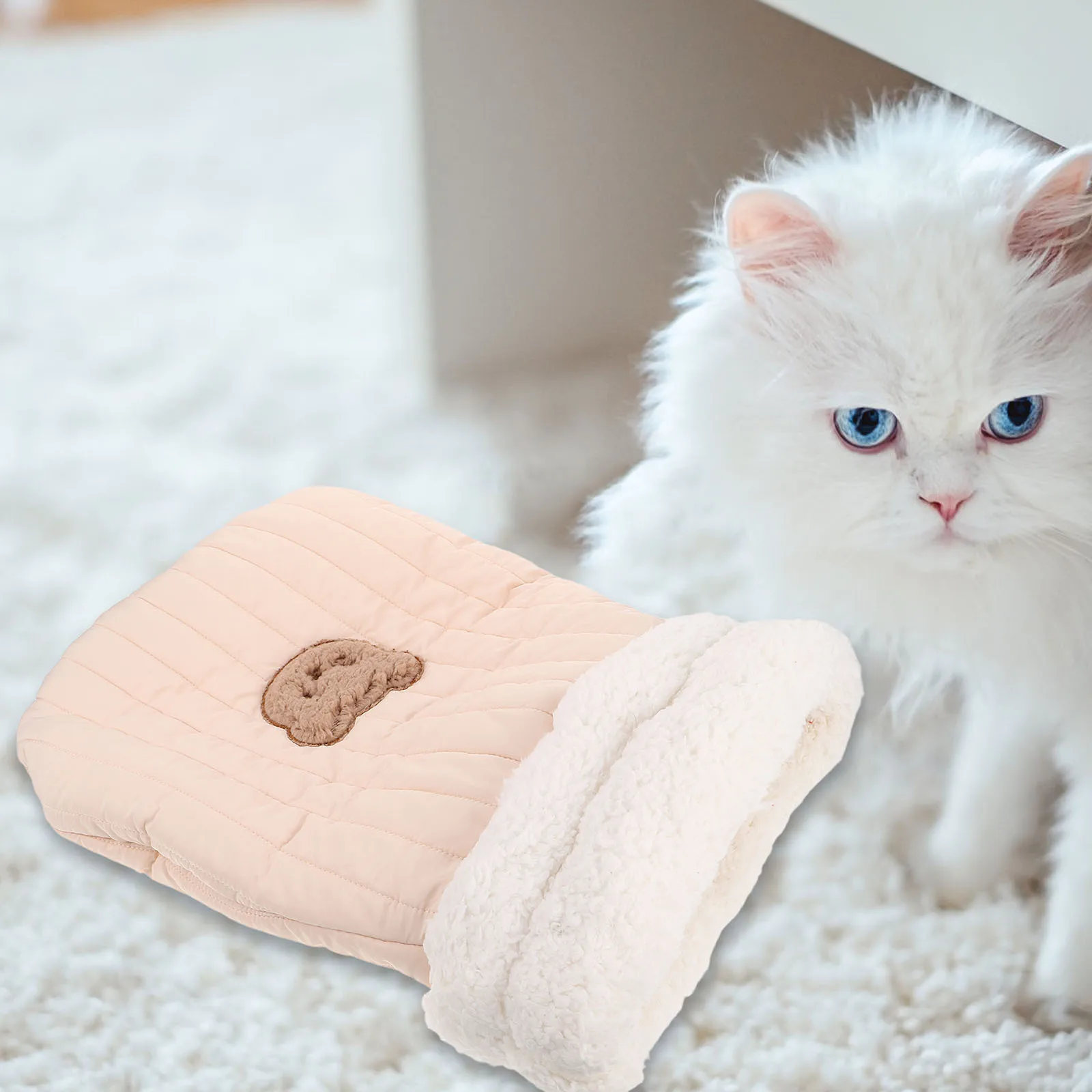 

Large Cat Bed Cave Sleeping Bag for Indoor Cats Warm Cozy Nest Comfortable Pet Sleep Pad Washable Winter Cat Sleeping Bag