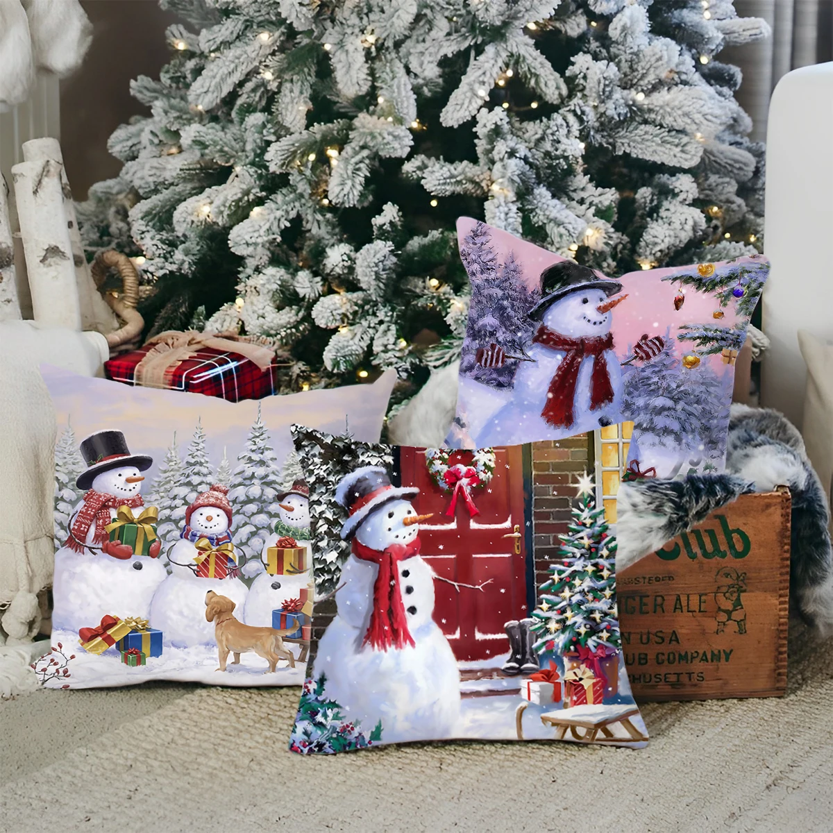 Christmas Cushion Cover Merry Christmas Decorations For Home 2023 Cristmas Ornament Pillow Case Xmas Navidad Gifts New Year 2024