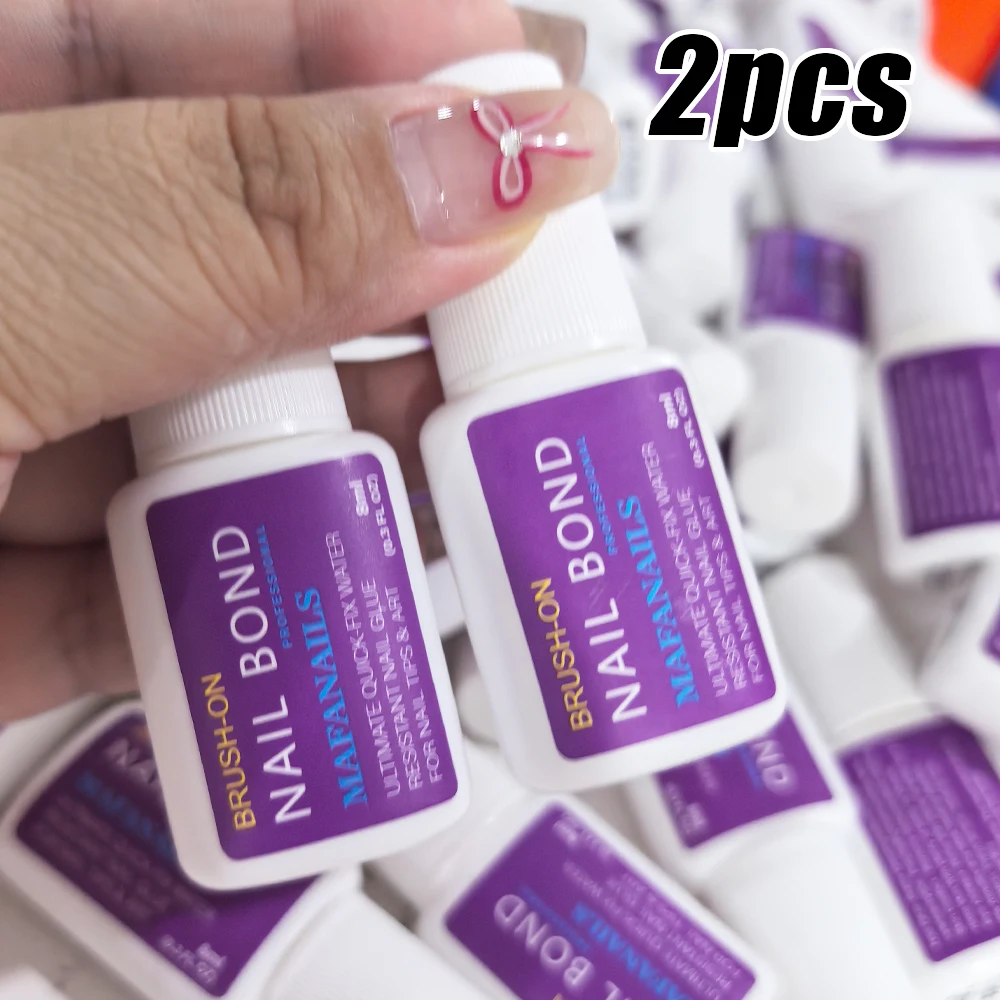 8g/Flasche Pinsel-Nagelkleber für Acryl-Nagelspitzen, Langanhaltender Nagelkleber Super Bond (7g/Stück) Geeignet für Profis