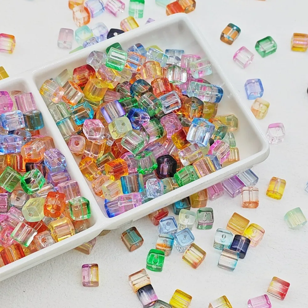 50 Uds. Nuevas cuentas de cubo de cristal de 7mm cuentas espaciadoras cuadradas brillantes accesorio de costura de Color AB suelto para el hogar
