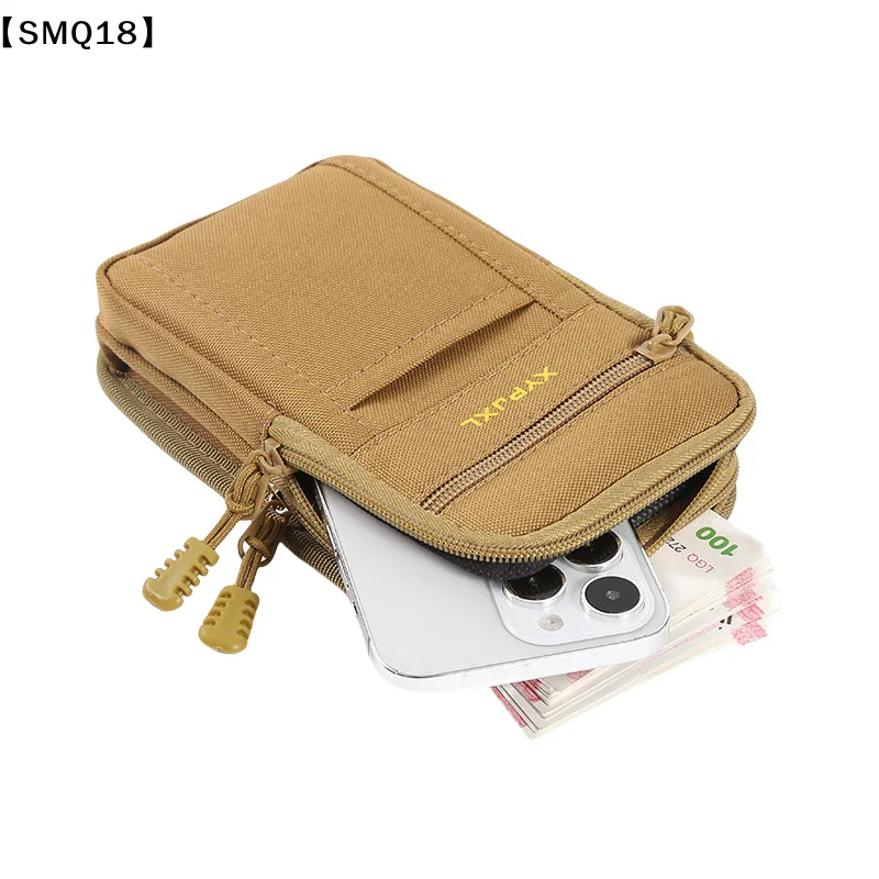 Men Canvas Mobile Phone Purse Mini Coin Small Square Belt Bags Multi-Compartment Fanny Wallet Pouch Man Pocket Design Waist【SMQ】 view 4