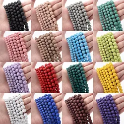 Multicolor Lava Stone Beads Natural Round Volcanic Rock Loose Spacer Beads for Jewelry Making DIY Bracelet Necklace 4 -12mm