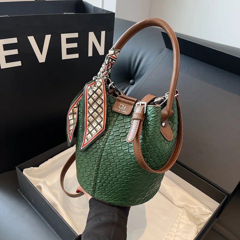 Crocodile Embossed Handbag with Silk Scarf, Top Handle Crossbody Bag, Removable Adjustable Shoulder Purse for Women Daily Travel