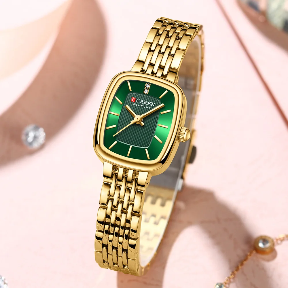 CURREN Brand Rectangle Ultrathin Nordic Bauhaus Simple Design Japan Quartz Lady Fashion Stainless Steel  Watches for Women