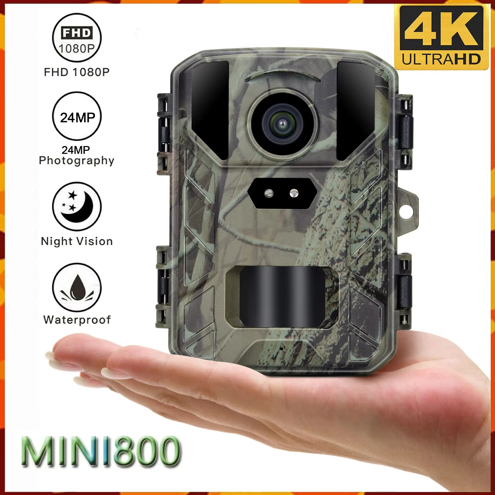 

Mini Trail Hunting Camera 48MP 4k 1080P Wildlife Night Vision Cameras Wild Hunter Cam Mini800 Photo Traps Surveillance Tracking