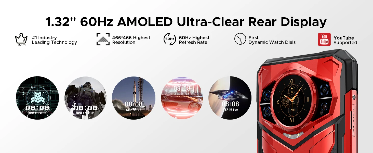 Doogee S200 Plus 5g Ai Rugged Phone 32Gb (12+20) 512Gb Dimensity 7300 Gaming Mobile Phone 1.32'' Rear Display Main Screen