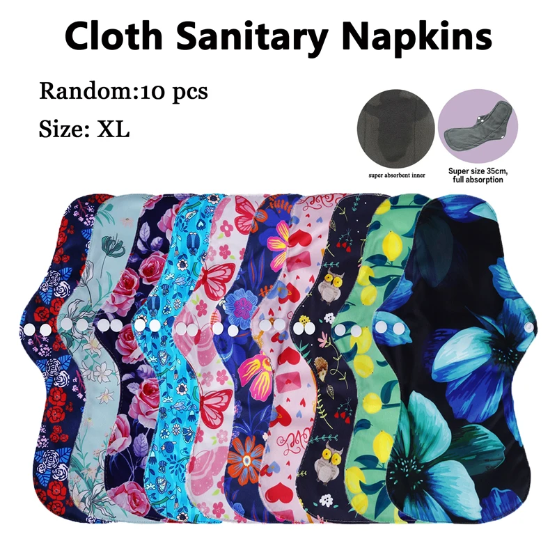 10pcs/Lots Reusable Menstrual Pads Plus Size Women Panties Pad Washable Sanitary Napkin Female Postpartum Daily Care Pad