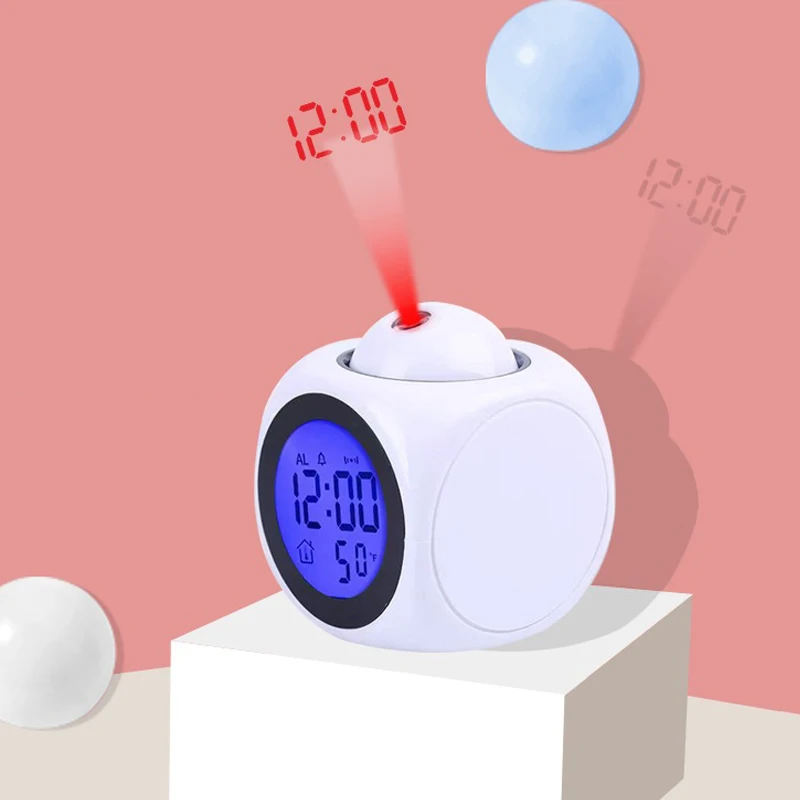 

Multi-Functional English Projection Alarm Clock With Led Light, Digital Projection, Voice Alarm And Temperature Display