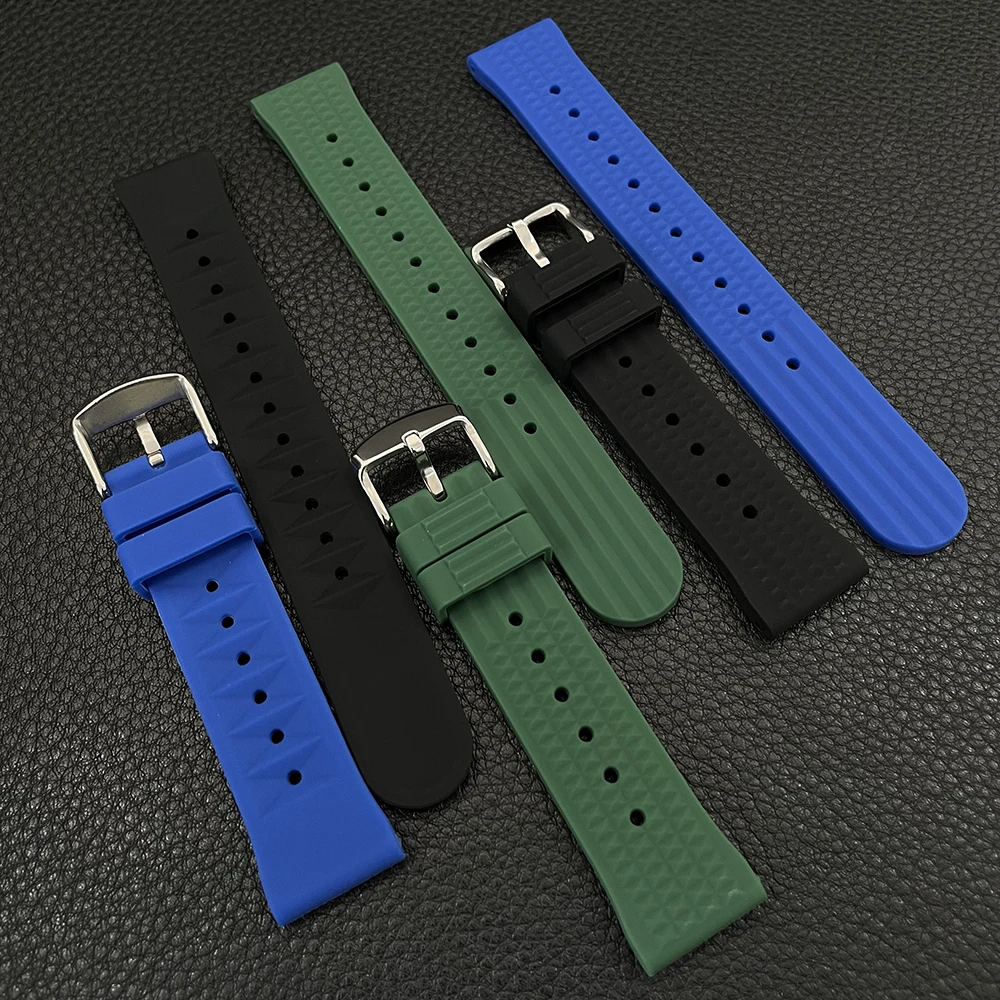 STEELDIVE Silicone Strap Waffle Strap Black/Green/Blue 20MM/22MM Width Classic Strap