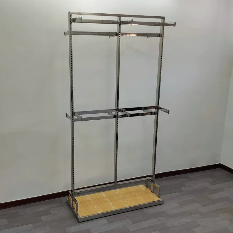 Clothing supermarket display rack shopping mall is hanging display rack hypermarket Zhongdao shelf stainless steel double-layer