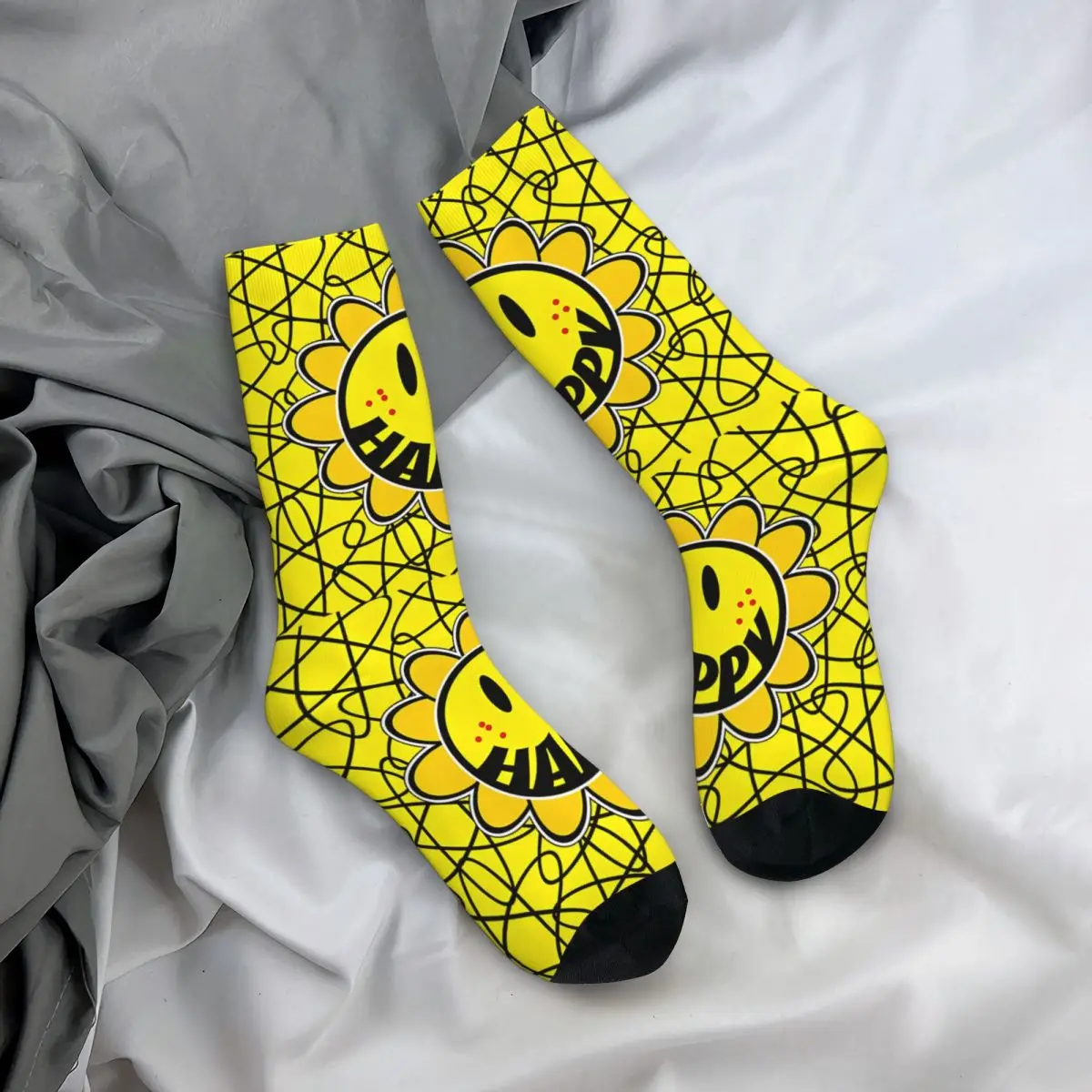 Happy Flower Happy Daze Skarpety zimowe unisex Hip Hop Happy Socks styl uliczny Crazy Sock