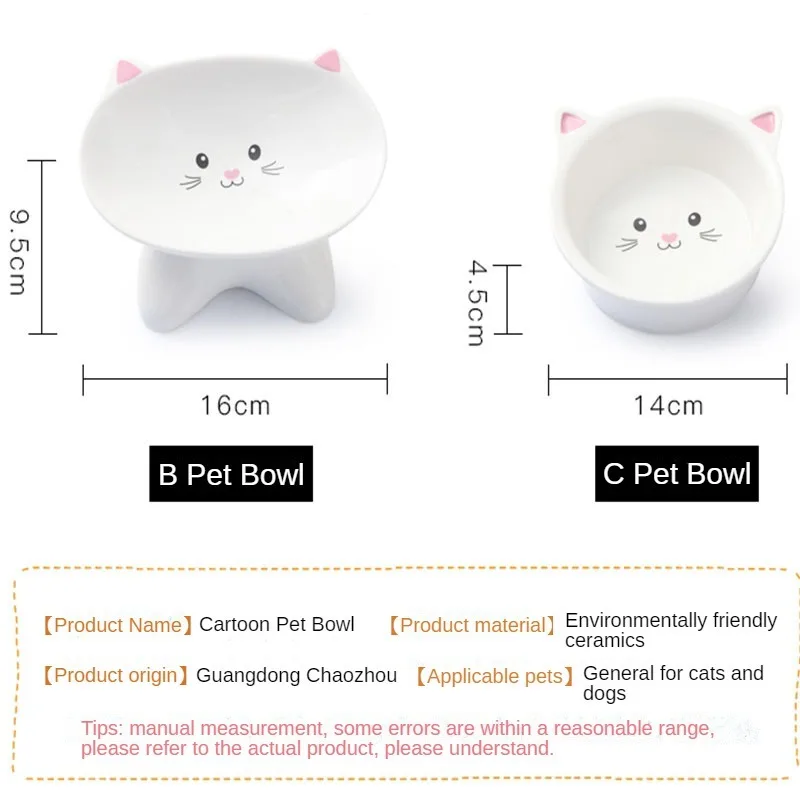 Pet Supplies Cat Bowl Ceramic Protection For Cervical Neck Drinking Water At An Oblique Mouth To Prevent Overturning