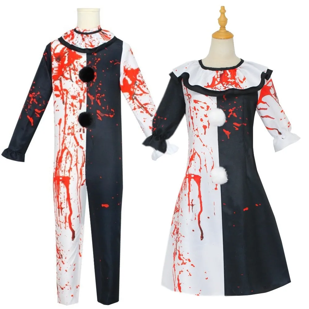 

Terrifierr Cosplay Costume Female/Male Horror Carnival Party Skin-Tight Black White Killer Clowns Jumpsuit for Halloween Costume