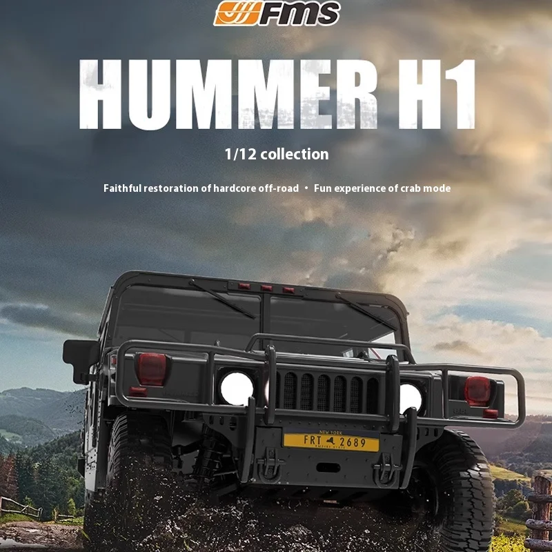 FMS 1/12 Simulation Hummer H1 climbing car Remote Control Electric Hard-core Off-road Vehicle Differential Lock Door and Bridge