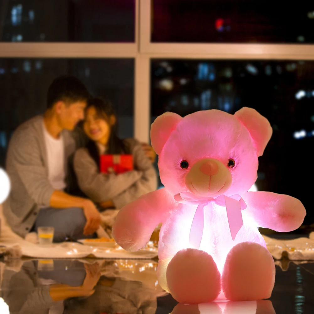 30cm Light Up Teddy Bear Creative Gift Luminous Plush Toy Stuffed Animal for Valentine Christmas Birthday