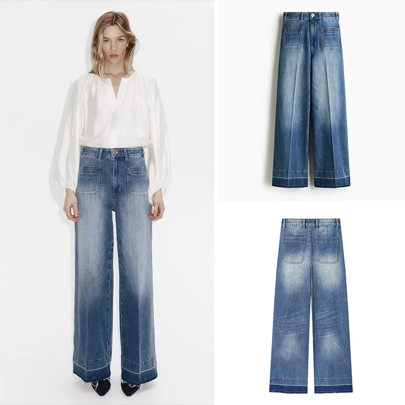 

Spring New Arrival Women's Casual High Waist Wide Leg Jeans Ele Loose Fit Versatile Long Pants for Ages 35 And above