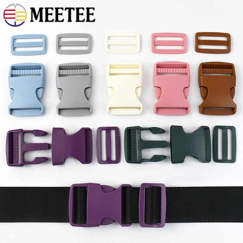 2/5Sets 38mm Meetee Plastic Side Release Buckles Tri Glide Slider Clasp Backpack Adjuster Plastics Ring Hook Sewing Accessories