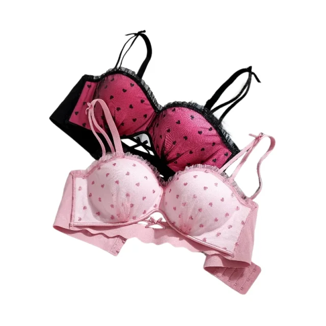 

French lace underwear women's small breasts gather to show big bra new anti-sagging pure desire girl half cup bra 32-38 KUCLUT