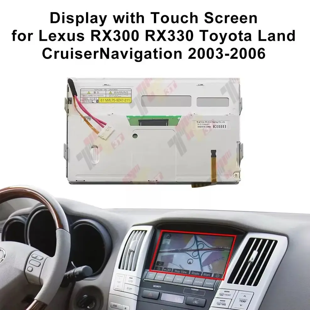 Dashboard LCD Display with Touch Screen for Lexus RX300 RX330 Toyota Land Cruiser Navigation Car Audio Video Rear View Monitor