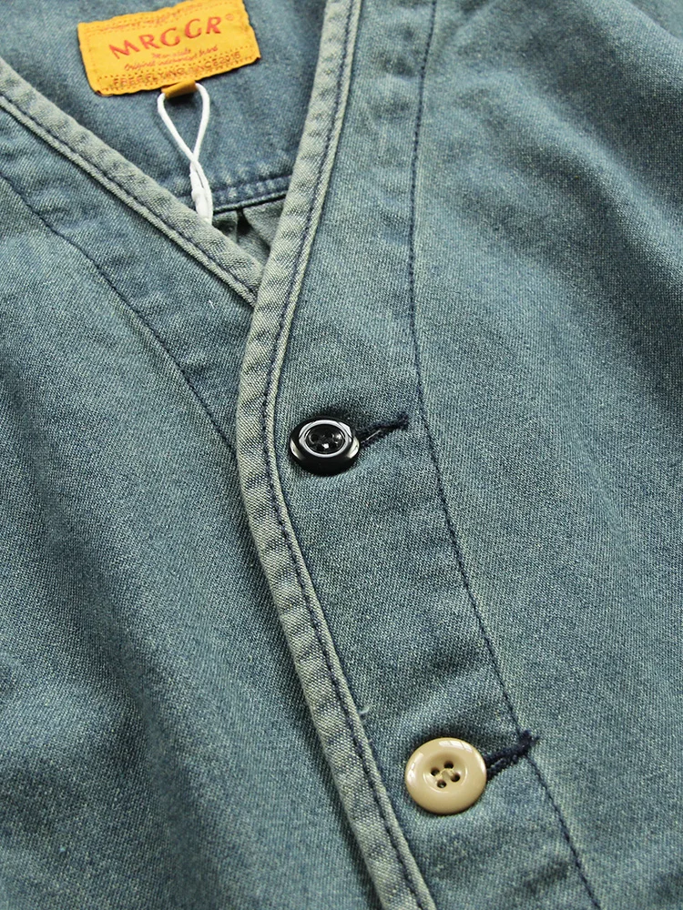 

Classic Men's Denim Jaet Vintage Waed Casual V-Ne Open Cardigan Outerwear Loose Fit Japanese Sle Autumn Cotton Jaet