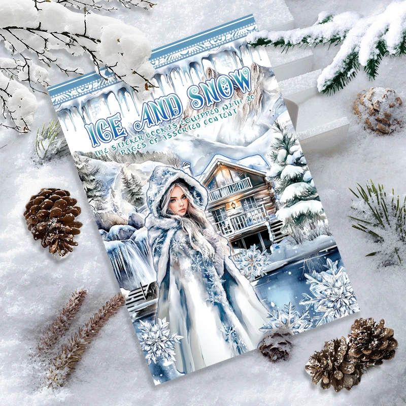 20 arkuszy lód i śnieg naklejka książka Kawaii dziewczyna estetyczna dekoracyjna naklejka PET Washi materiał papierowy dziennik do scrapbookingu