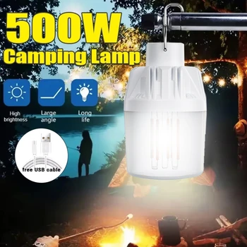 고출력 휴대용 LED 캠핑 랜턴, USB 충전식, 4 가지 모드, 고출력 비상등, 캠핑 낚시 야외 야간 사용