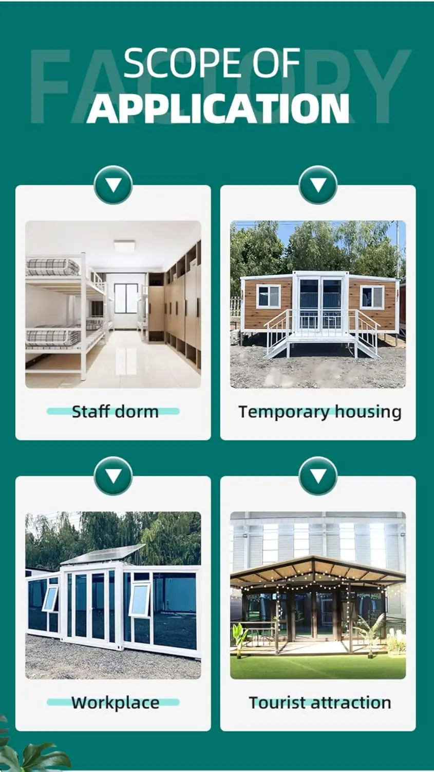 Портативный сборный крошечный дом, мобильный расширяемый сборный дом длиной 20 футов с 1 полностью оборудованной ванной и кухней, складной дом