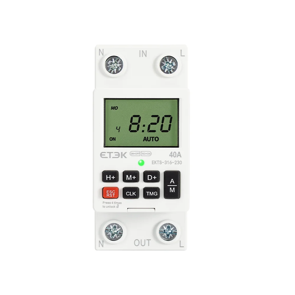 Imagem -05 - Etek-relé Inteligente Programável Dias Semanais Hora Trilho Din Temporizador de Contagem Regressiva Bateria Dias 40a 2p 220v Ekts316