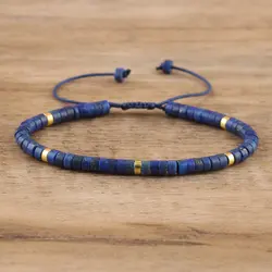 2x4mm Spacer Beads Bracelets For Women Natural Stone Tiger Eye Amethyst Lazuli Lapis Labradorite Dainty Braid Bracelet Jewelry