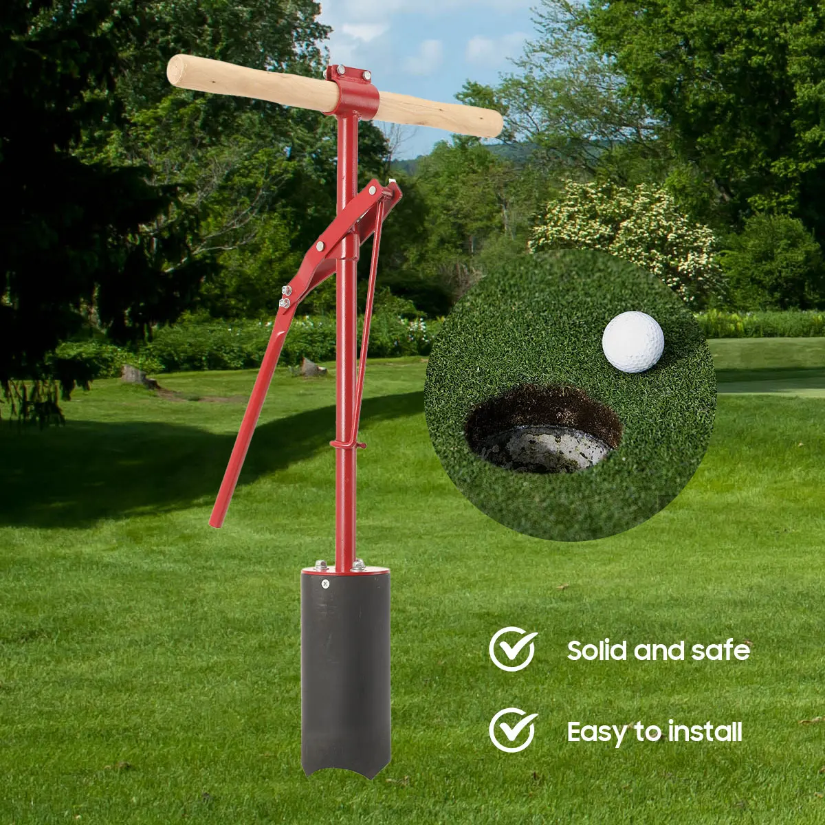 Golf Hole Cutter Green Lever Action Hole Cutters Manual Punch Machine Golf Hole Digger Hole Puncher Golf Course Hole Opener