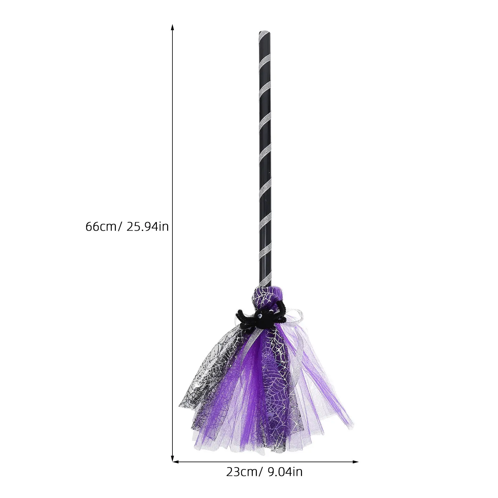 1Pcs Witch Broom Halloween Prop Exquisite Craftsmanship Strong Stability Wear-Resistant Broom Ornament for Costume Party