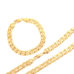 Luxury Brand 925 Sterling Silver 18K gold pretty 8MM geometry chain bracelet neckalce for women men fashion designer jewelry set
