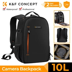 K&F Concept 10L Camera Backpack Bag Waterproof Travel Photographer Camera Bag For Canon Sony Nikon DSLR with Tripod Compartment