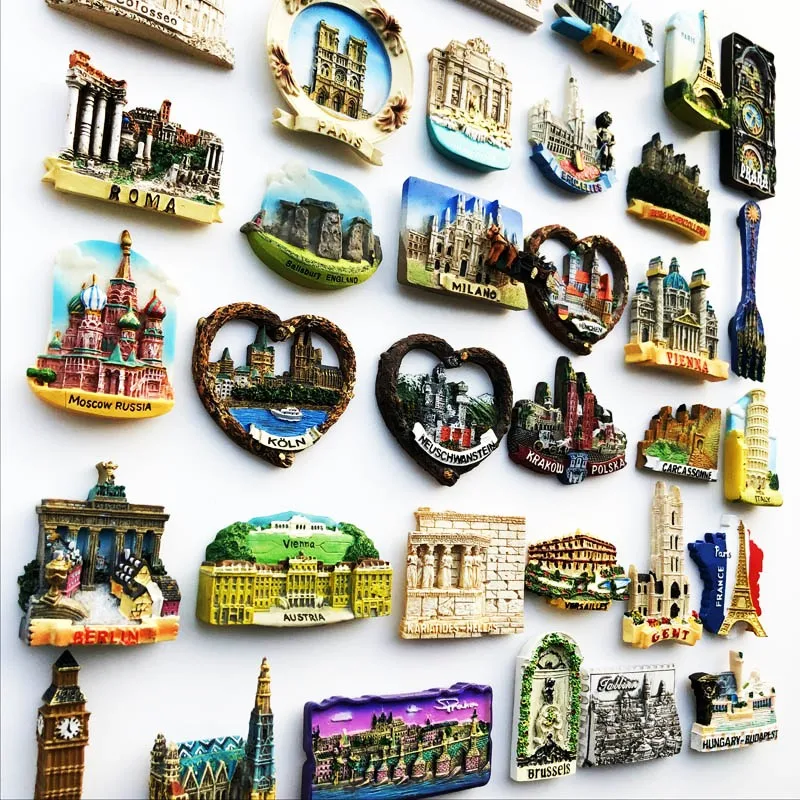 Europe Country Souvenir Fridge Magnets London Belgium Italy France Resin Crafts Gifts Decorative Magnets for The Refrigerator