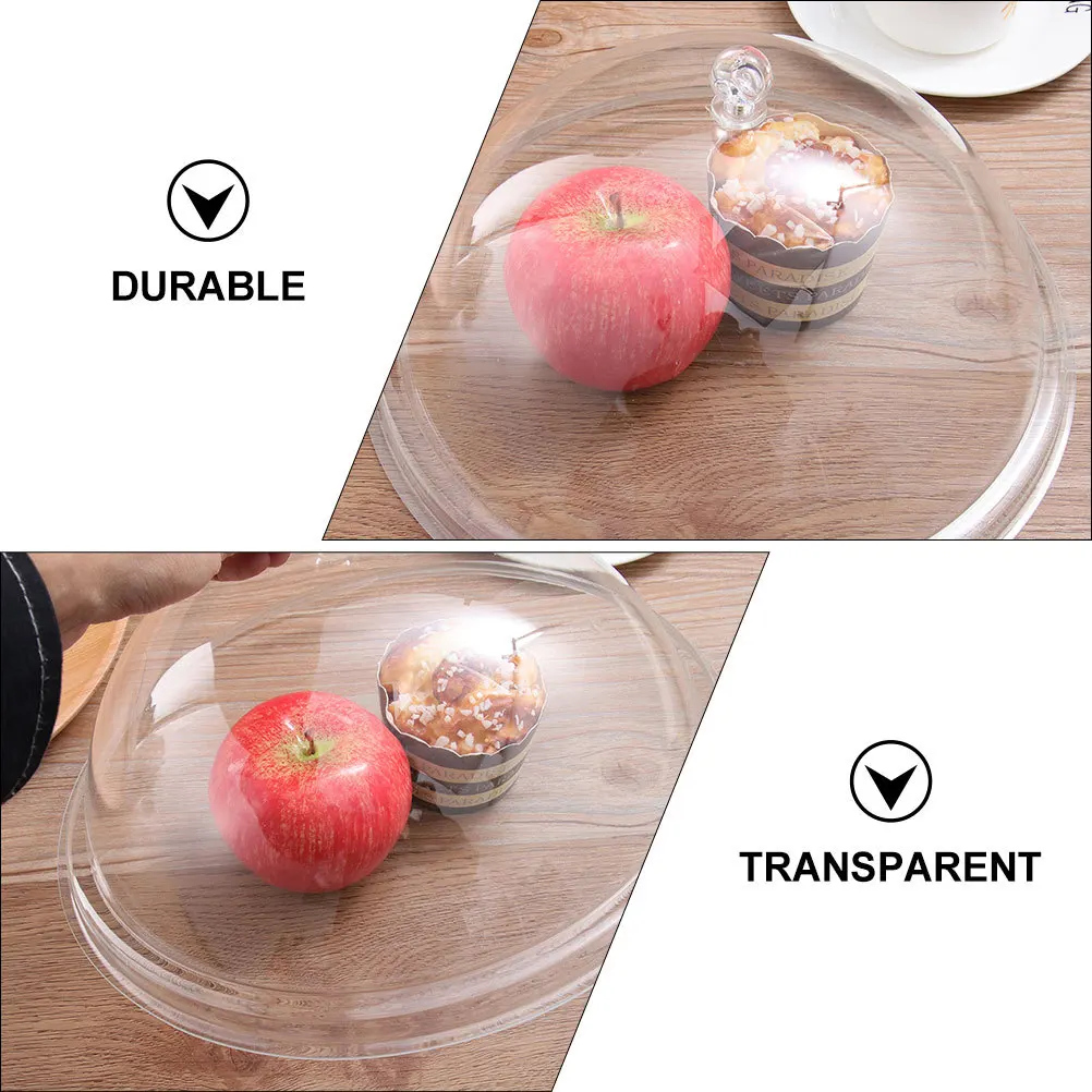 

2pcs Transparent Kitchen Fresh-Keeping Heat Preservation Dessert Protection Cover Acrylic Food Lid Dish Cover Round Food Tent