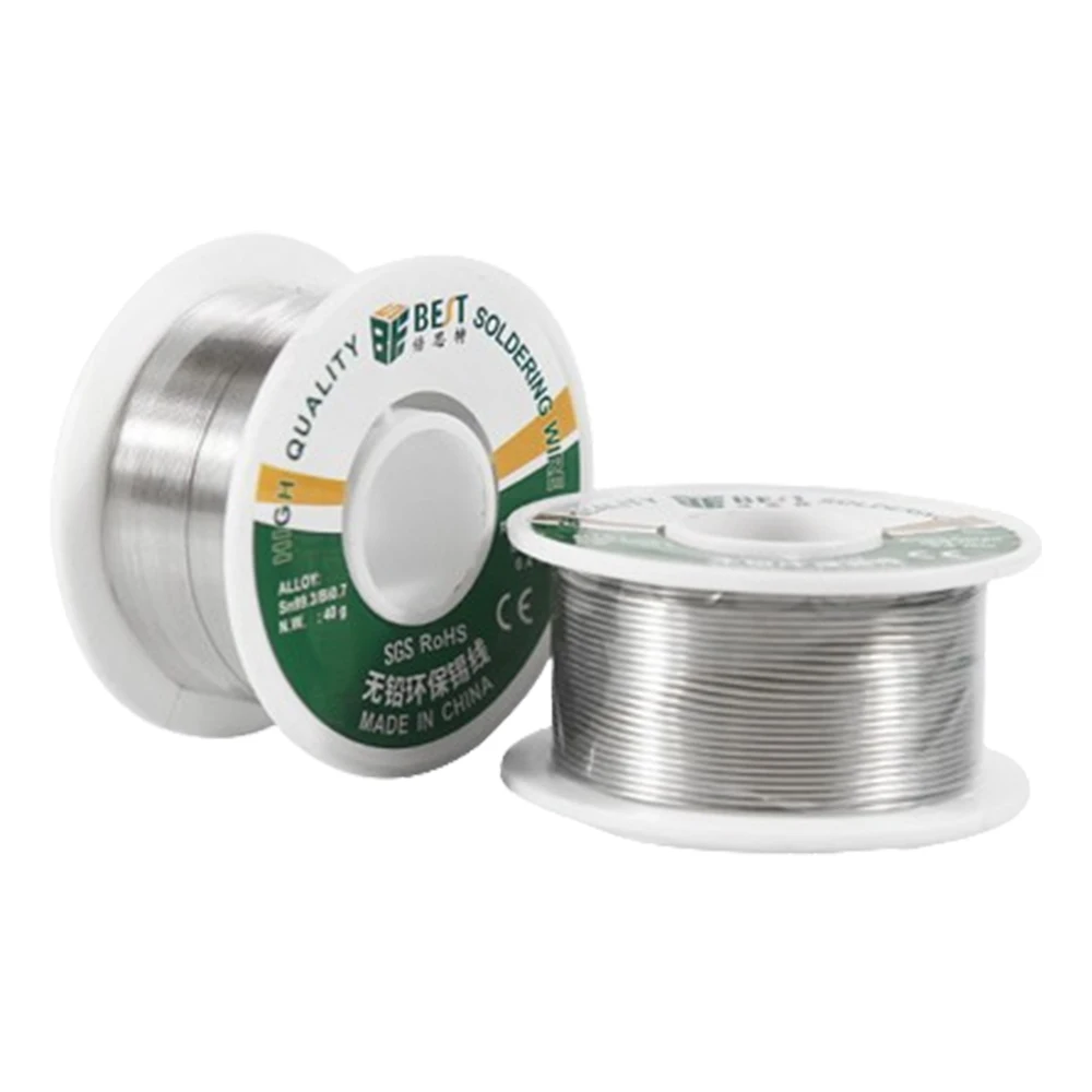 40g Lead-Free Solder Soldering Wire 2.0% Rosin Core Sn99.3/Bi0.7 0.4/0.8mm Welding Wire Reel for Electronic Soldering Tools