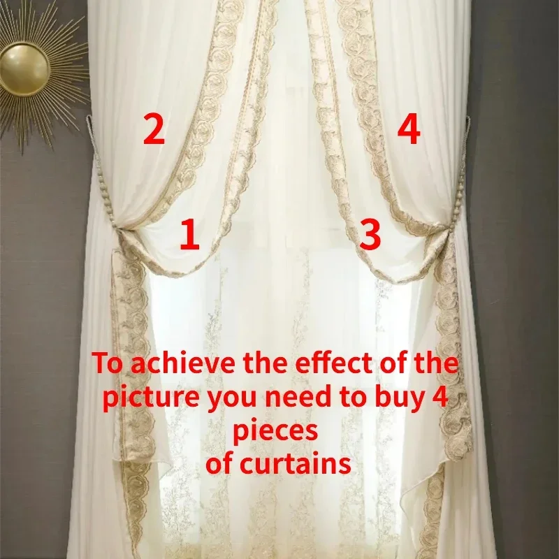 Embroidered Luxury White Tulle High Quality White Sheer Curtains for Living Dining Room Bedroom Side Lace Yarn Customize Decor